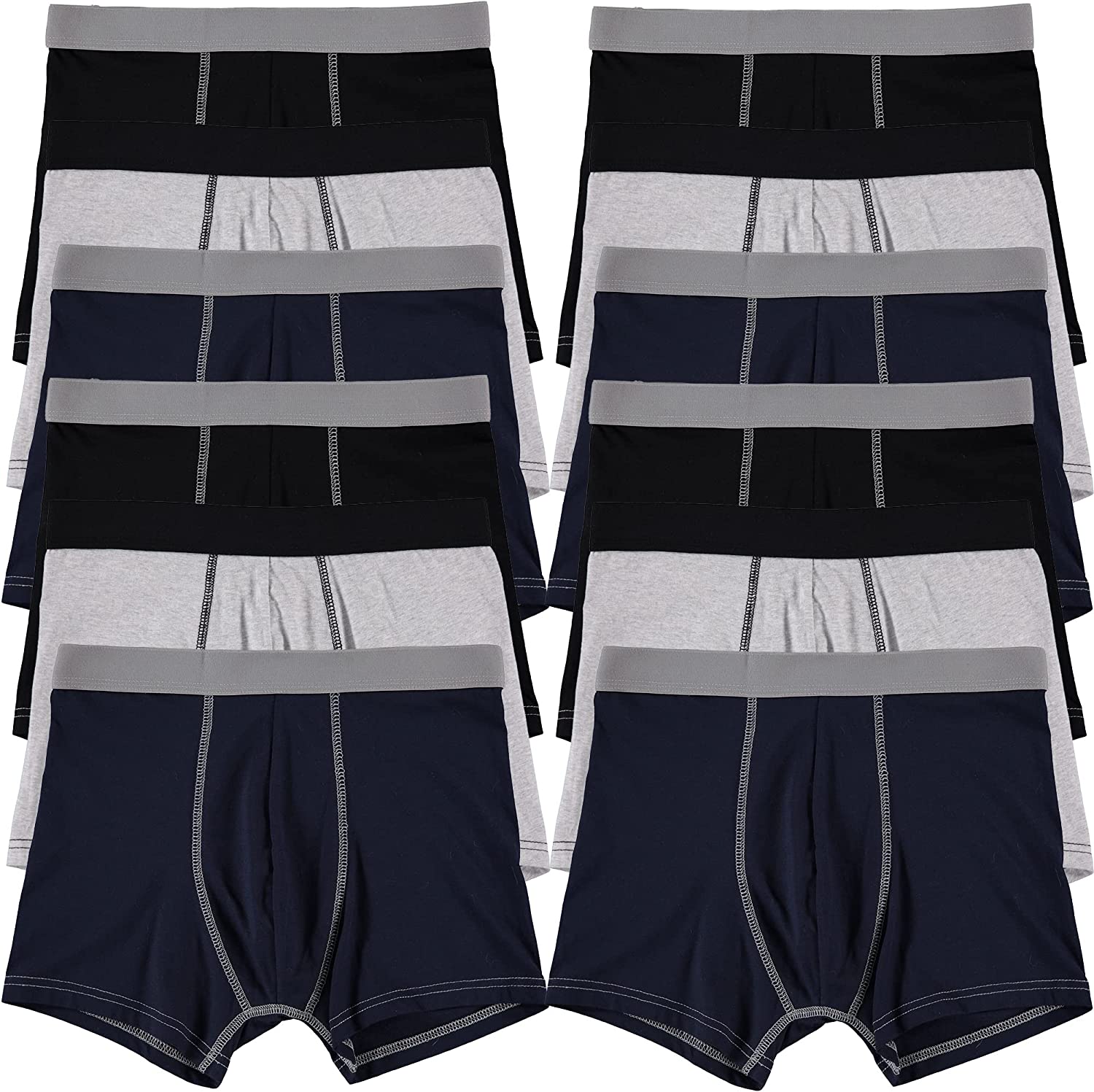 12 Pack of Mens Boxer Briefs Underwear Bulk, 100% Cotton, Soft, Comfortable - Picture 9 of 14