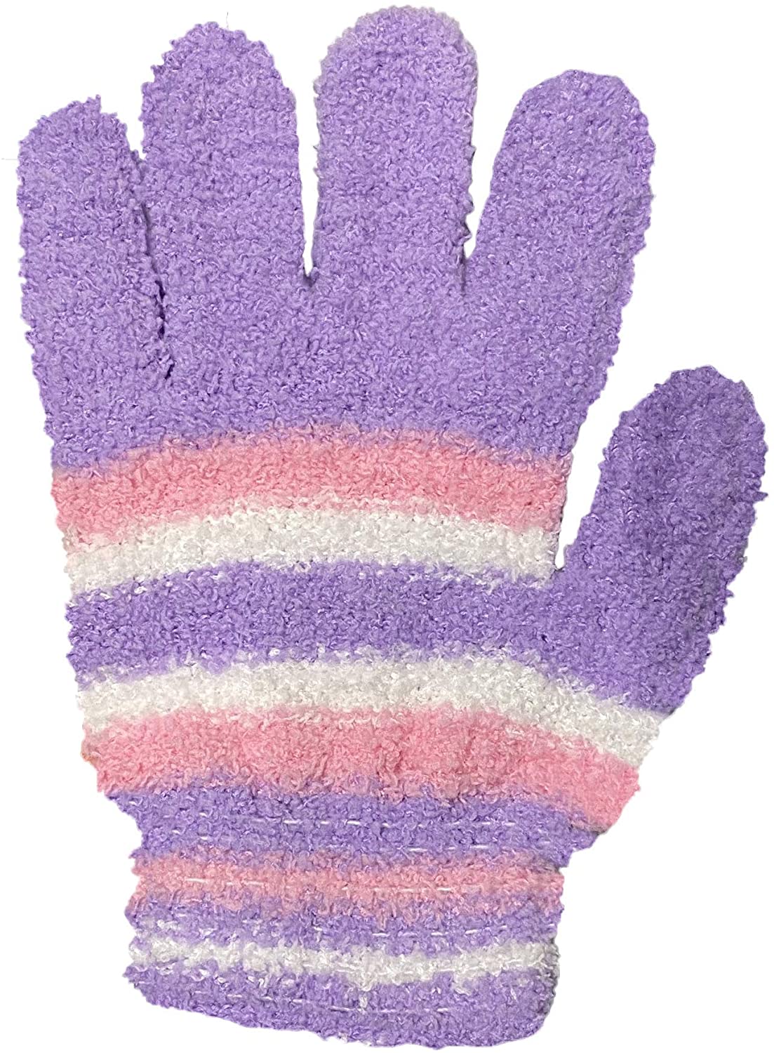 24 PK of Women’s Fuzzy Gloves, Magic Stretch Striped and Solid Winter