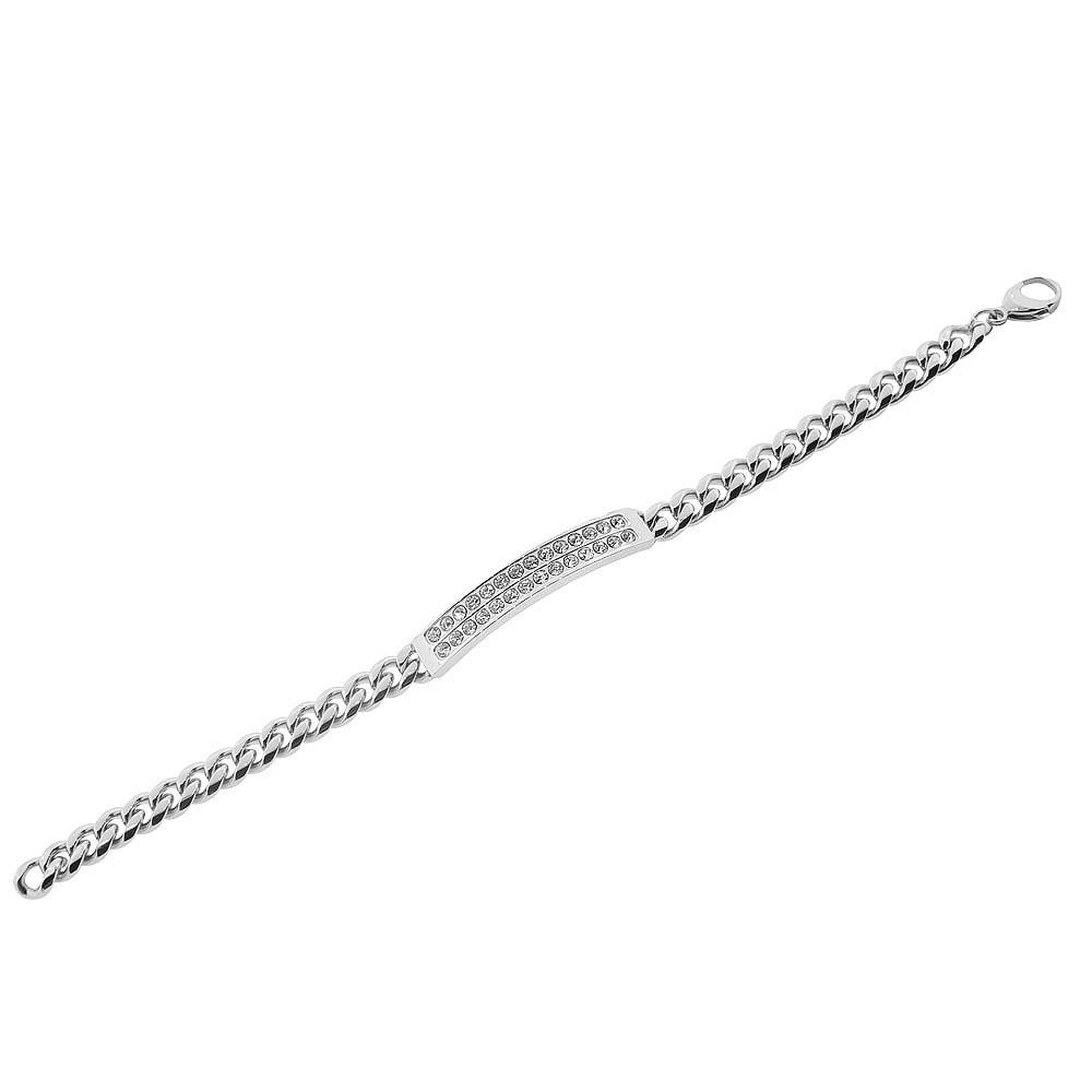 Stainless Steel Cuban Link CZ Chain Men's Bracelet, 8.5" eBay