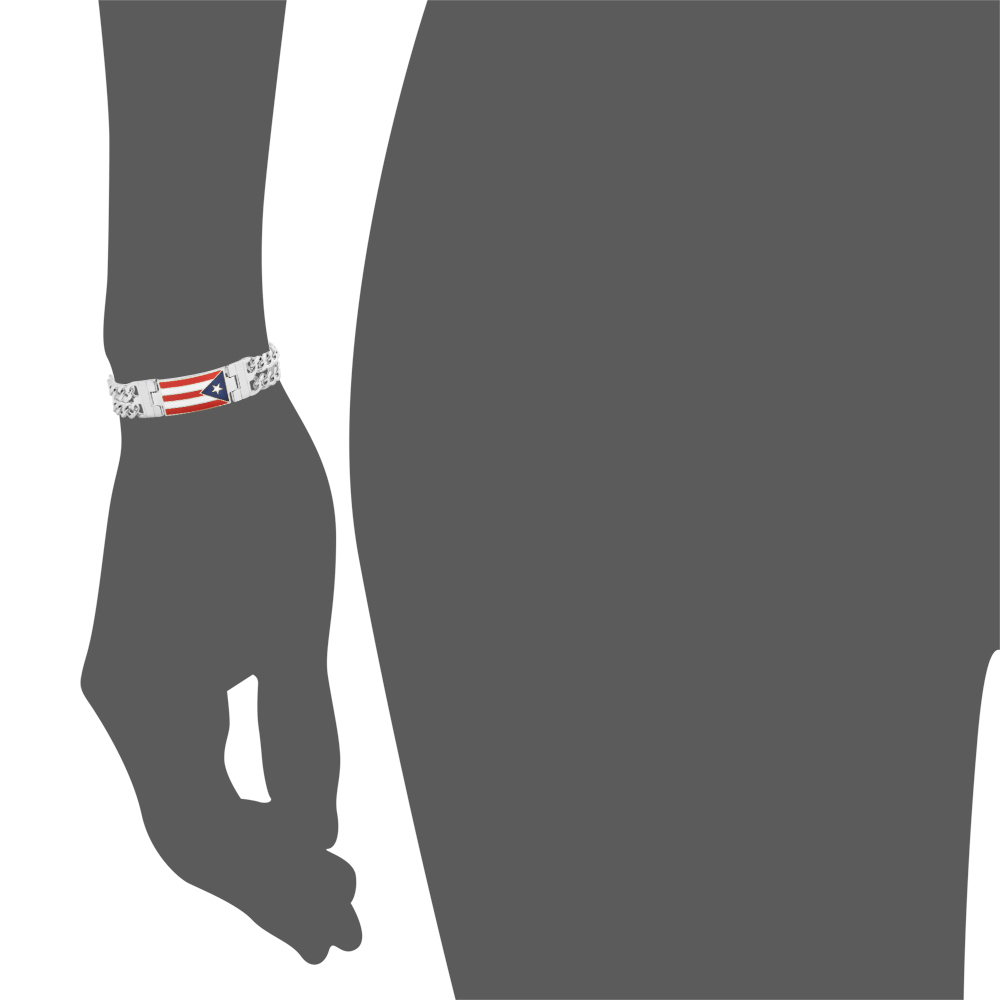 My Daily Styles Men's Stainless Steel Puerto Rico Flag Link Bracelet, 8.5 Inches - Picture 13 of 13