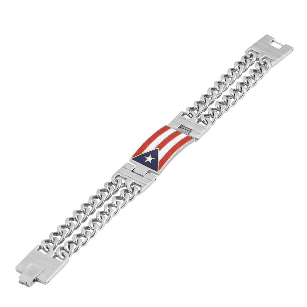 My Daily Styles Men's Stainless Steel Puerto Rico Flag Link Bracelet, 8.5 Inches - Picture 10 of 13