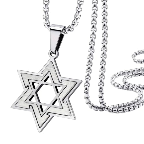 My Daily Styles Men's Stainless Steel Star of David Pendant With 24 Inch Chain - Picture 7 of 8