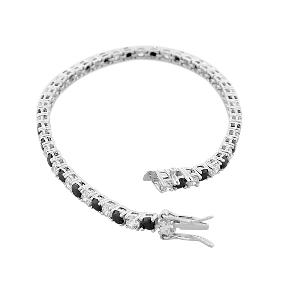 Womens 925 Sterling Silver Round White Multicolor CZ Classic Tennis