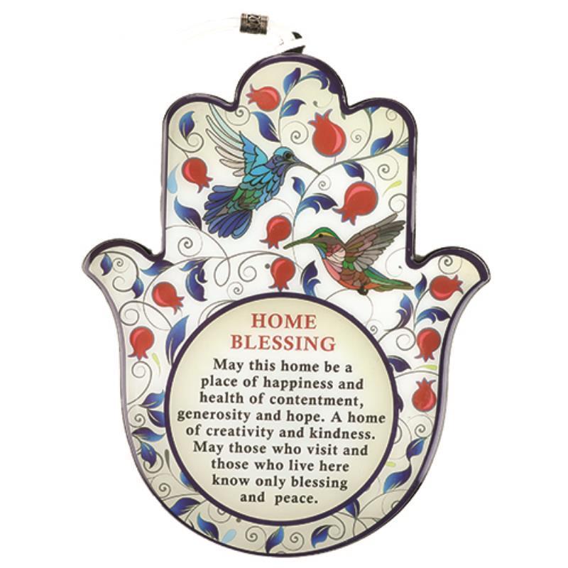 Hamsa Hand Segen des Hauses auf Hebräisch oder Englisch Viel Glück Wanddeko - Bild 8 von 8