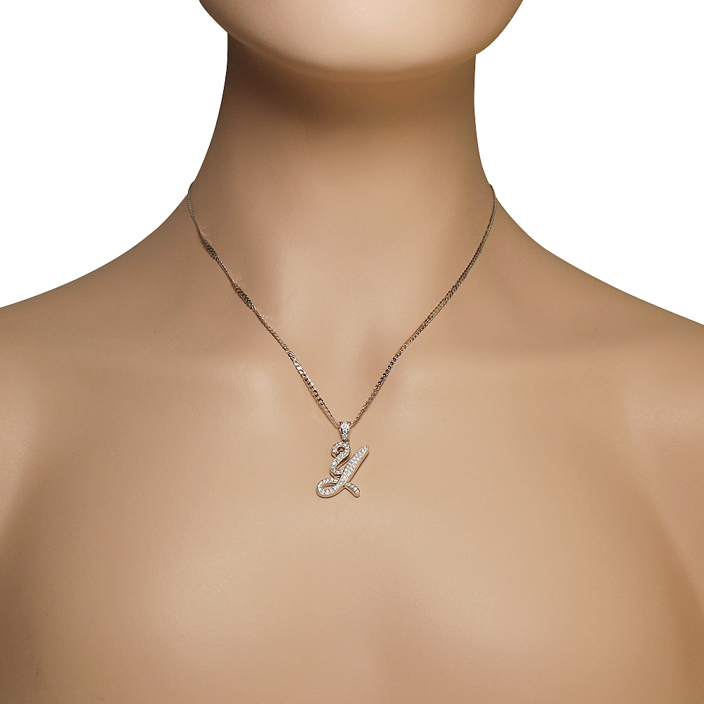 925 Sterling Silver CZ Letter Initial "Y" Pendant Necklace Y eBay