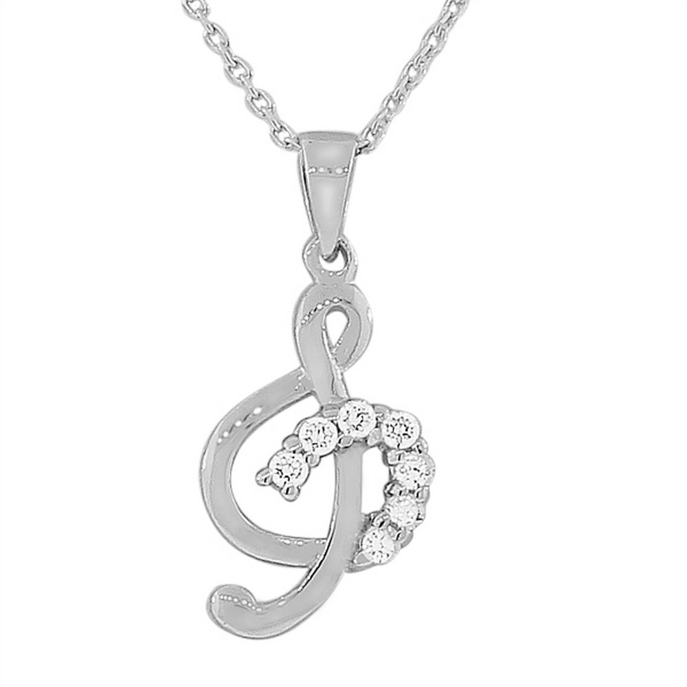 Sterling Silver Music Clef Musical Note Crystals CZ Pendant Necklace eBay