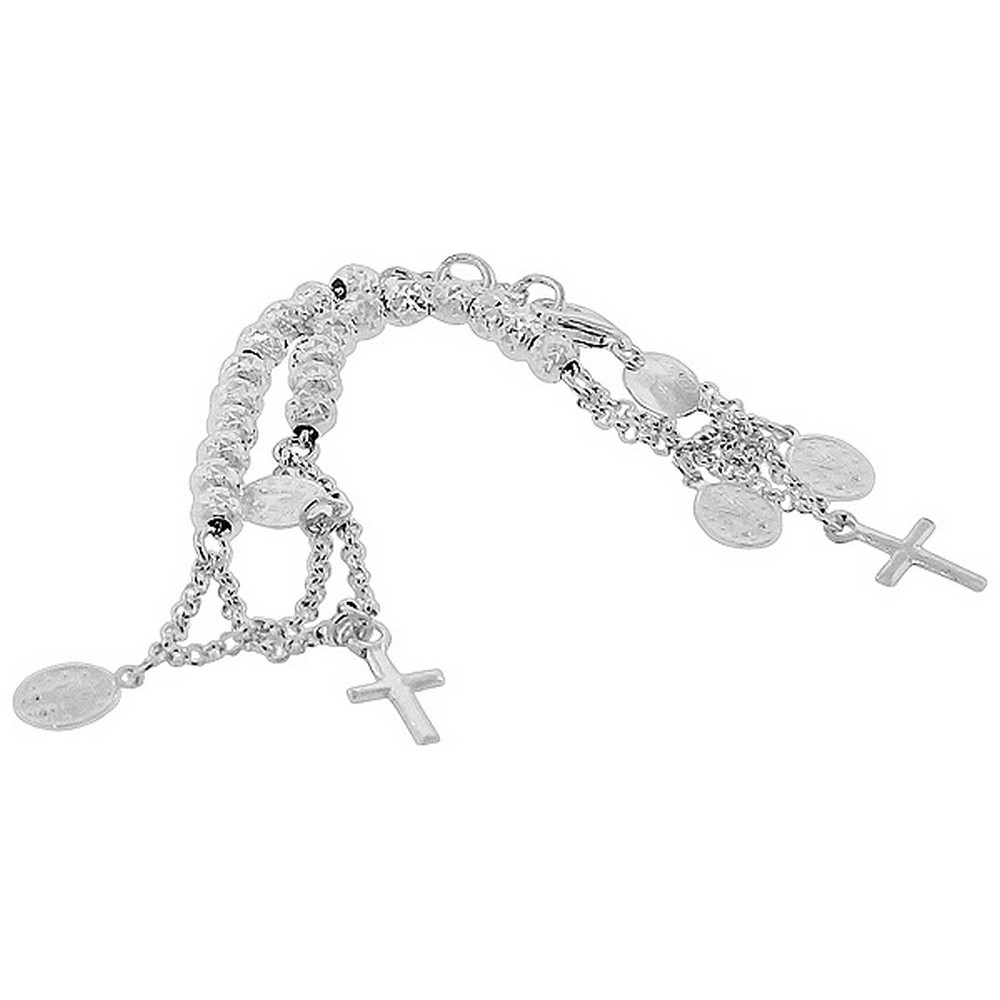 Sterling Silver Religious Latin Cross Virgin Mary Christian Chain