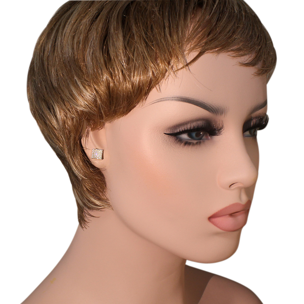 925 Sterling Silver Square White Clear CZ Screw Back Stud Earrings - Picture 3 of 7