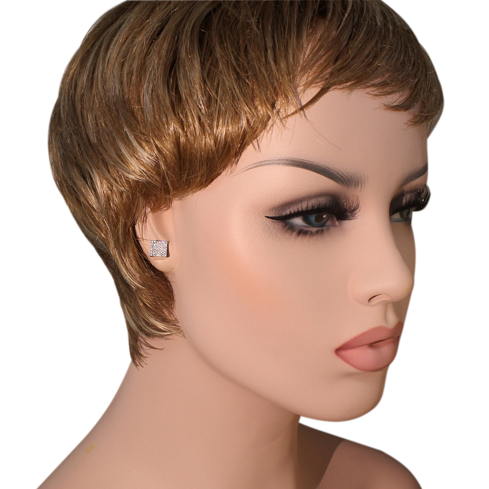 925 Sterling Silver Square White Clear CZ Screw Back Stud Earrings - Picture 6 of 7