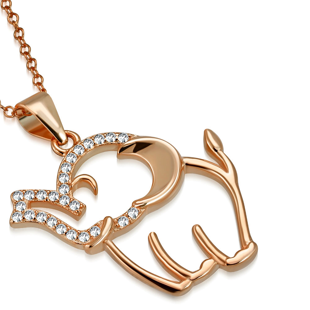 Sterling Silver Rose Gold-Tone CZ Cut-Out Elephant Charm Pendant Necklace, 18" - Bild 2 von 13