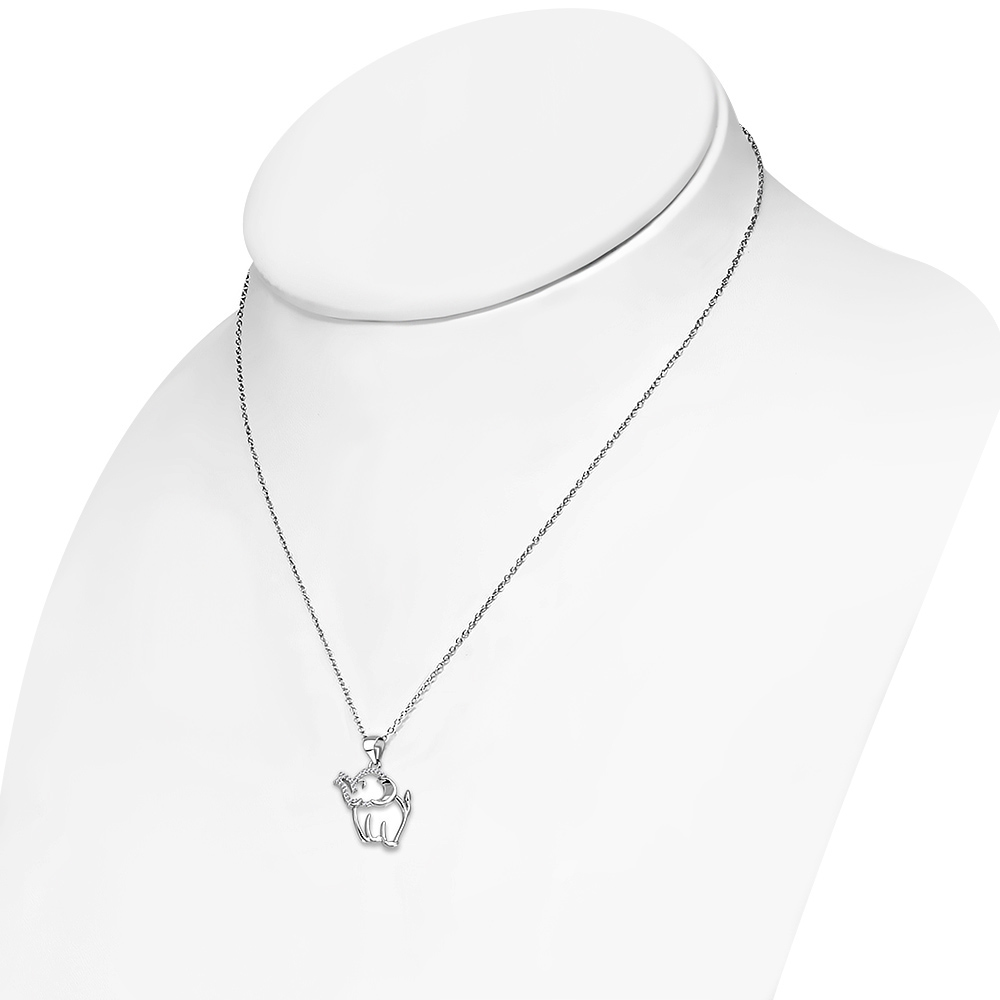 Sterling Silver Rose Gold-Tone CZ Cut-Out Elephant Charm Pendant Necklace, 18" - Bild 7 von 13