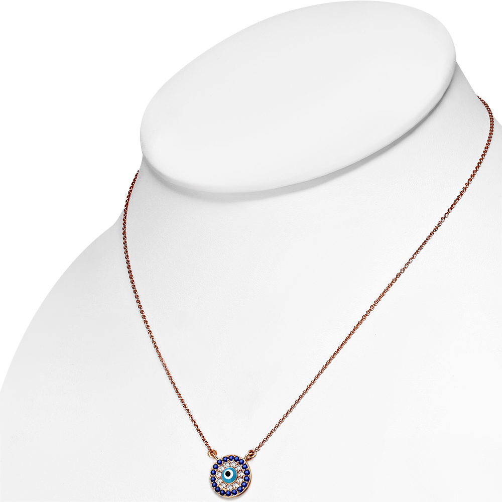 Womens 925 Sterling Silver CZ Evil Eye 0.75" Pendant Womens 925 Sterling Silver CZ Evil Eye 0.75" Pendant