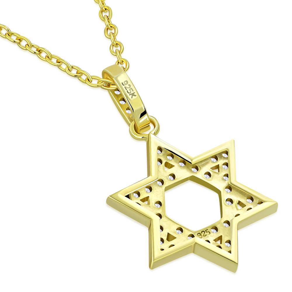 925 Sterling Silver Classic Jewish Star of David CZ Pendant Necklace - Picture 7 of 16