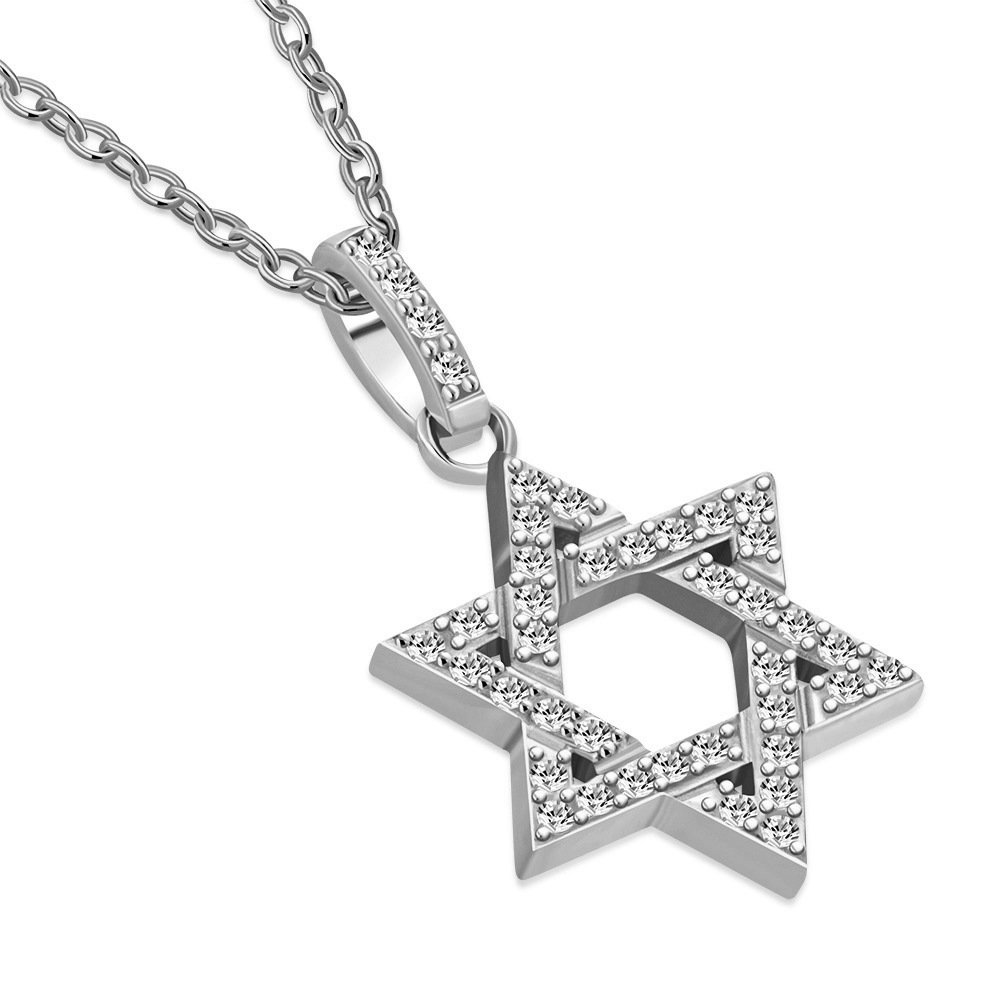 925 Sterling Silver Classic Jewish Star of David CZ Pendant Necklace - Picture 11 of 16