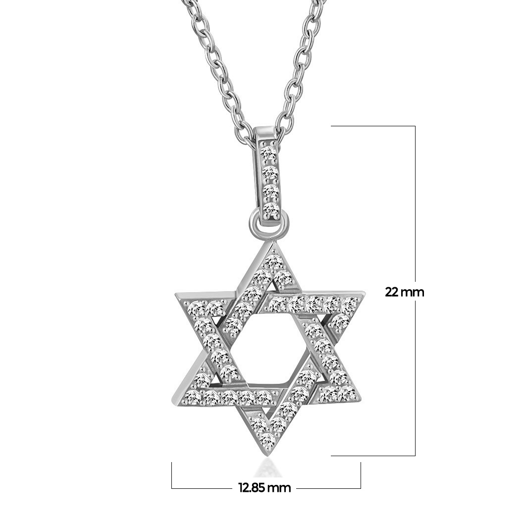 925 Sterling Silver Classic Jewish Star of David CZ Pendant Necklace - Picture 14 of 16