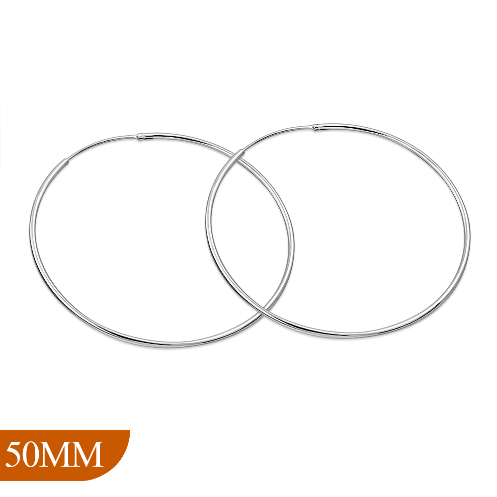 Pendientes de aro de plata esterlina 925 para mujer aros delgados ligeros 50 mm - Imagen 9 de 19