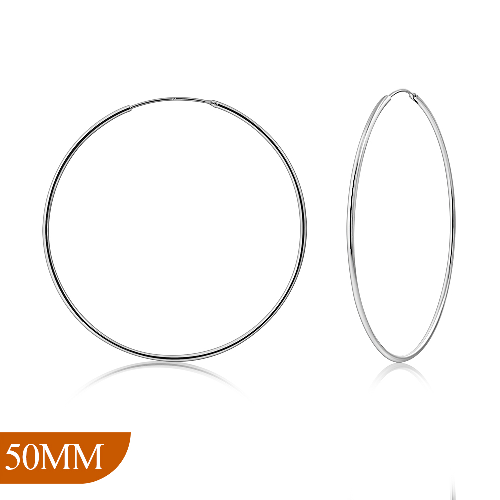 Pendientes de aro de plata esterlina 925 para mujer aros delgados ligeros 50 mm - Imagen 10 de 19