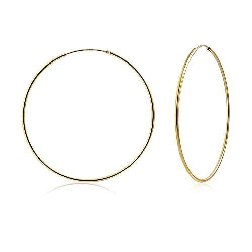 Pendientes de aro de plata esterlina 925 para mujer aros delgados ligeros 50 mm - Imagen 14 de 19