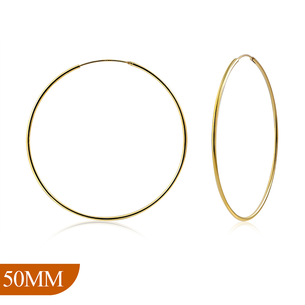 Pendientes de aro de plata esterlina 925 para mujer aros delgados ligeros 50 mm - Imagen 16 de 19