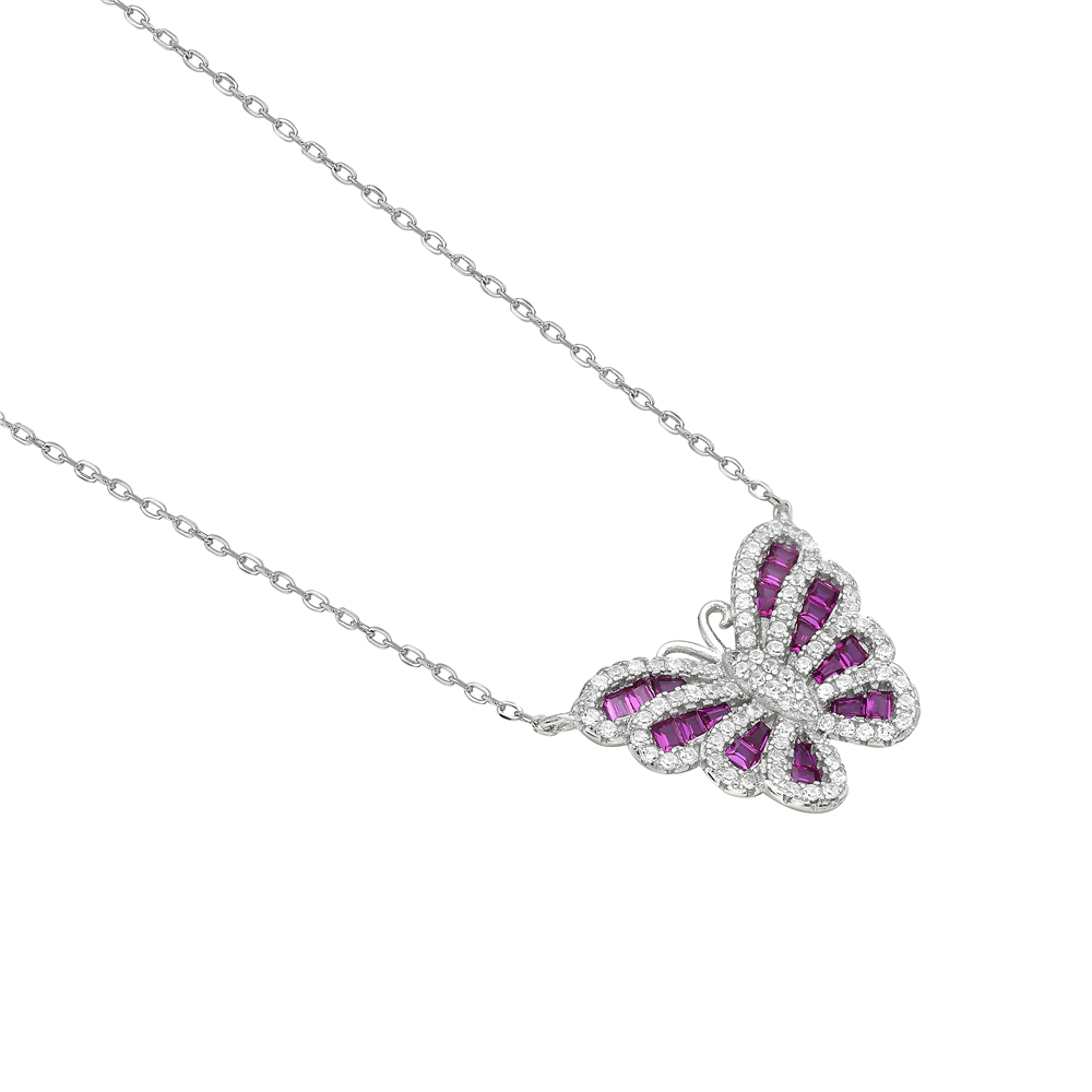 Collar colgante de mariposa de plata esterlina 925 circonio circular para mujer o niña - Imagen 9 de 16