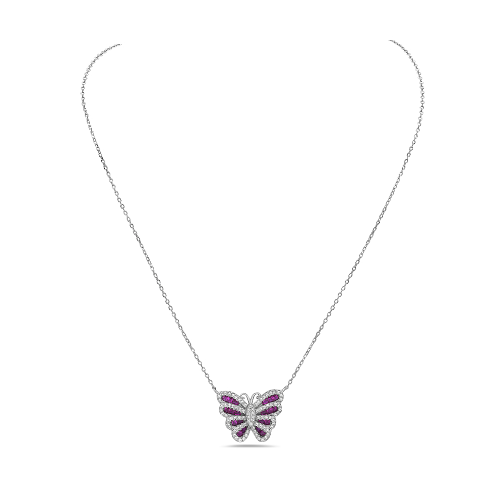 Collar colgante de mariposa de plata esterlina 925 circonio circular para mujer o niña - Imagen 10 de 16