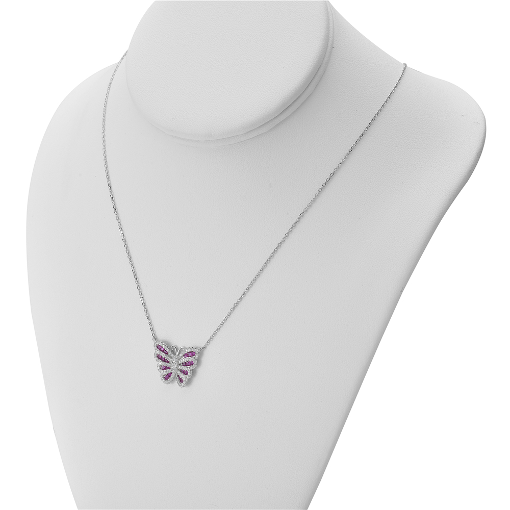 Collar colgante de mariposa de plata esterlina 925 circonio circular para mujer o niña - Imagen 12 de 16