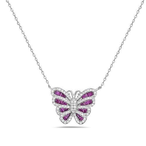Collar colgante de mariposa de plata esterlina 925 circonio circular para mujer o niña - Imagen 8 de 16