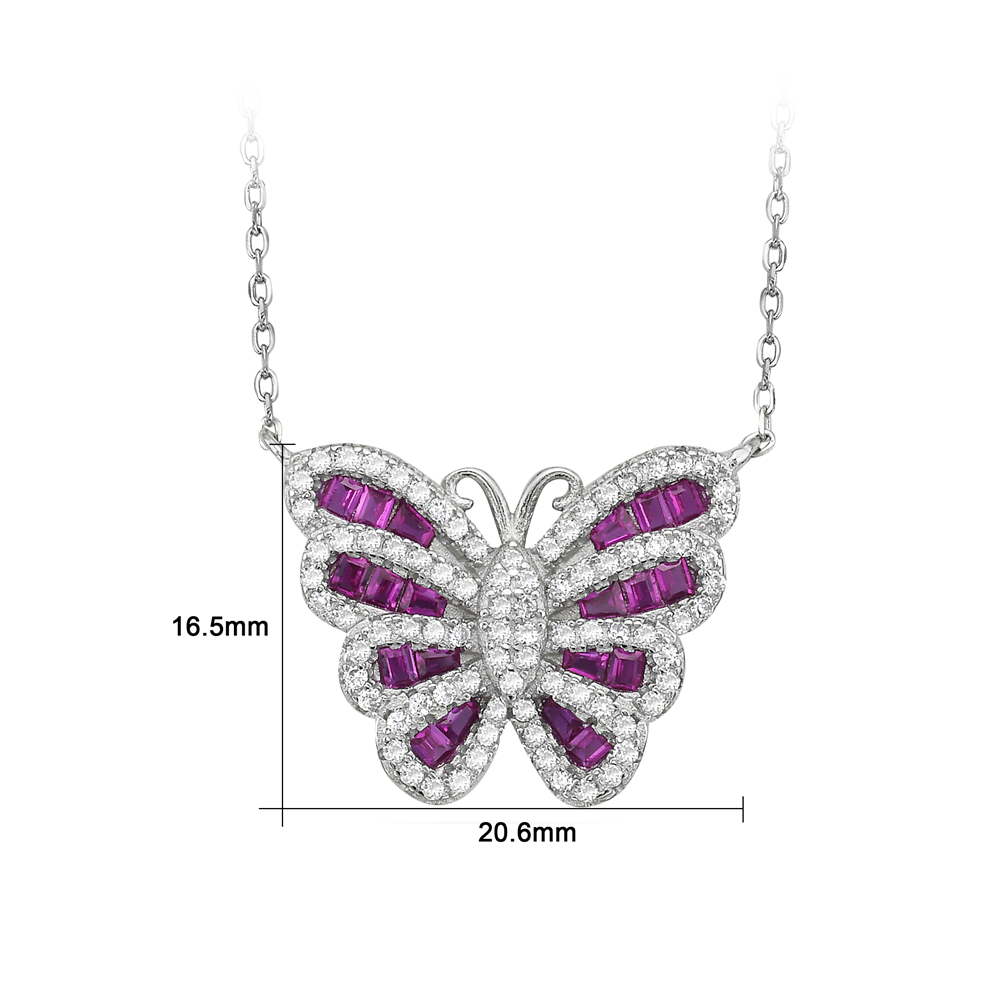 Collar colgante de mariposa de plata esterlina 925 circonio circular para mujer o niña - Imagen 11 de 16