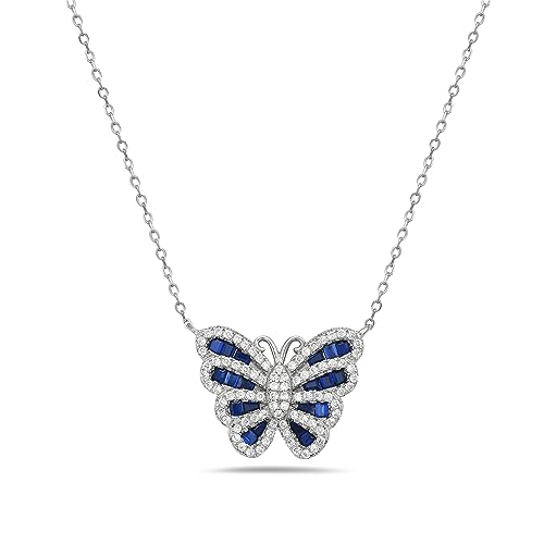 Collar colgante de mariposa de plata esterlina 925 circonio circular para mujer o niña - Imagen 13 de 16
