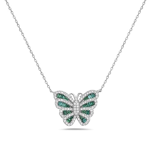 Collar colgante de mariposa de plata esterlina 925 circonio circular para mujer o niña - Imagen 14 de 16