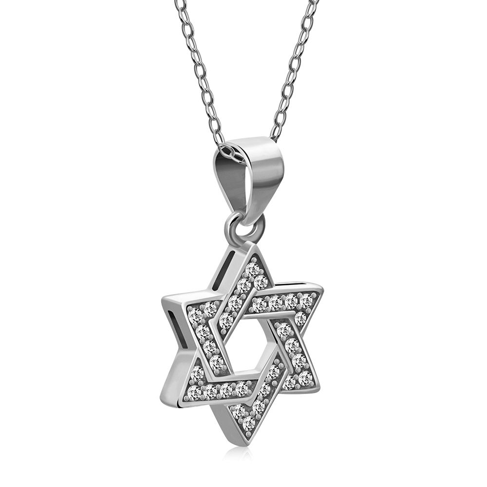 My Daily Styles 925 Sterling Silver Small Star of David CZ Pendant Necklace - Picture 15 of 26