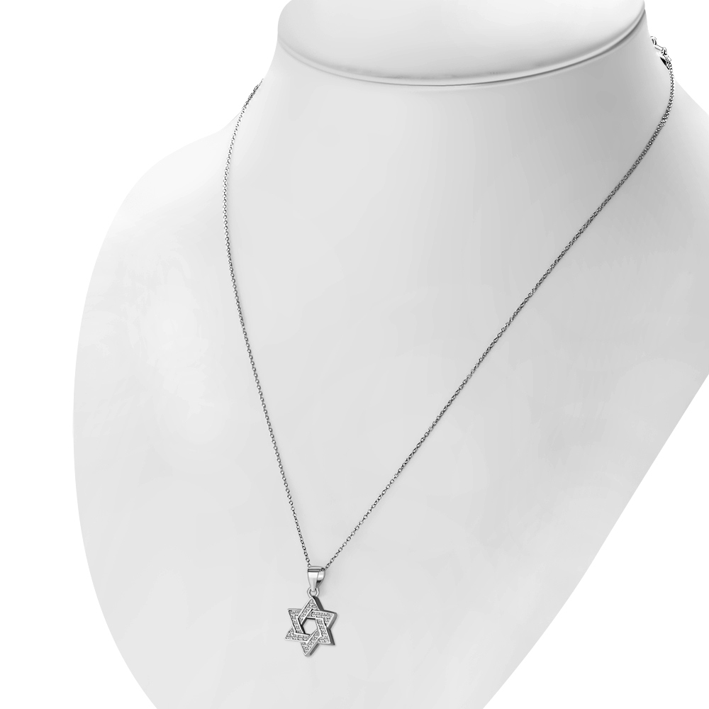 My Daily Styles 925 Sterling Silver Small Star of David CZ Pendant Necklace - Picture 17 of 26