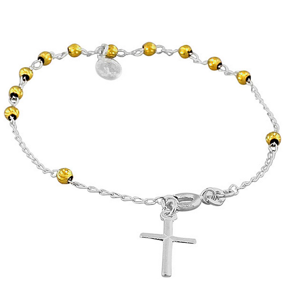 Sterling Silver Rose Gold Religious Cross Virgin Mary Christian Chain