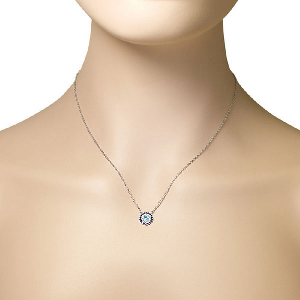 Collar colgante de plata esterlina 925 Hamsa blanco azul circonita para mujer - Imagen 4 de 12
