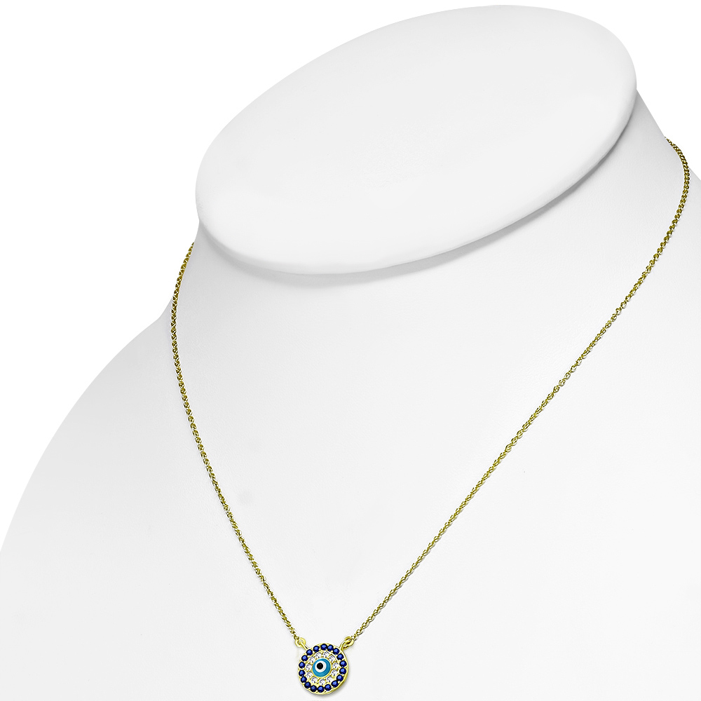 Collar colgante de plata esterlina 925 Hamsa blanco azul circonita para mujer - Imagen 7 de 12