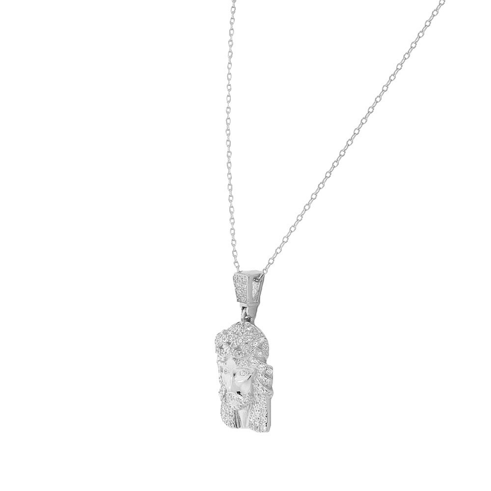 925 Sterling Silver White Clear CZ Religious Jesus Pendant Necklace eBay