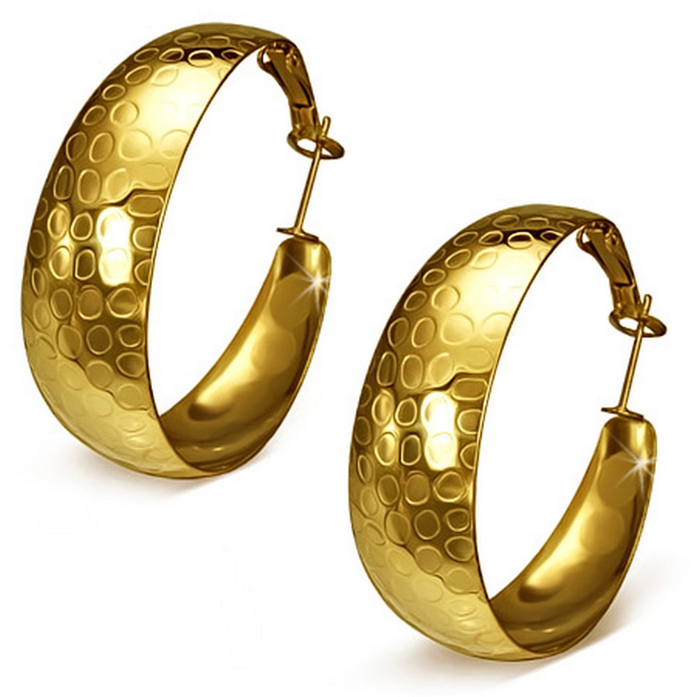 Stainless Steel Yellow GoldTone Large Hoop Classic Earrings eBay