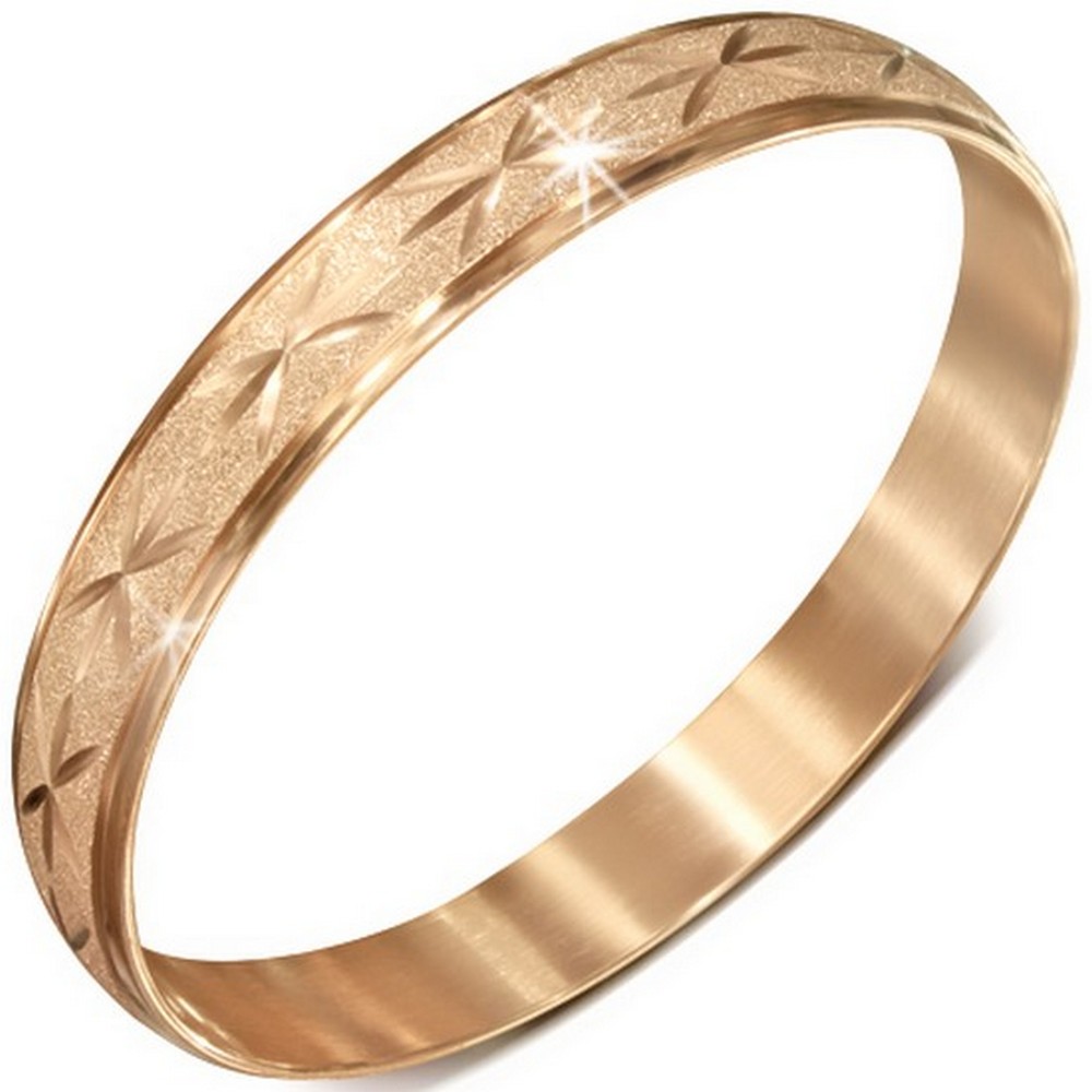 Brazalete redondo clásico de acero inoxidable en tono dorado amarillo - Imagen 3 de 4