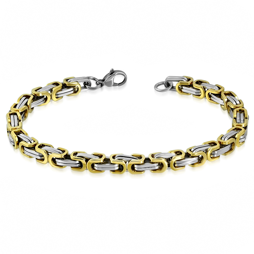 Stainless Steel Silver-Tone Mens Classic Link Chain Bracelet with Clasp