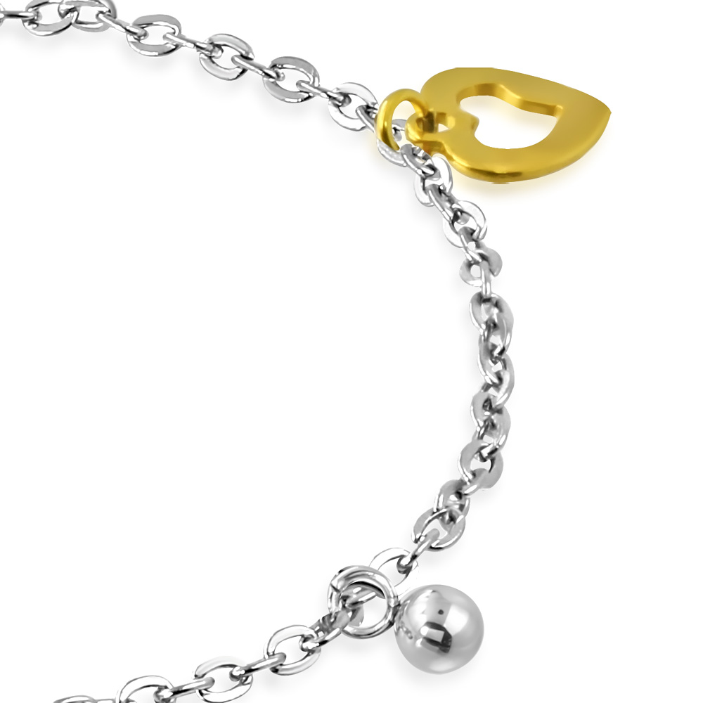 Stainless Steel TwoTone Love Heart Anklet Bracelet eBay