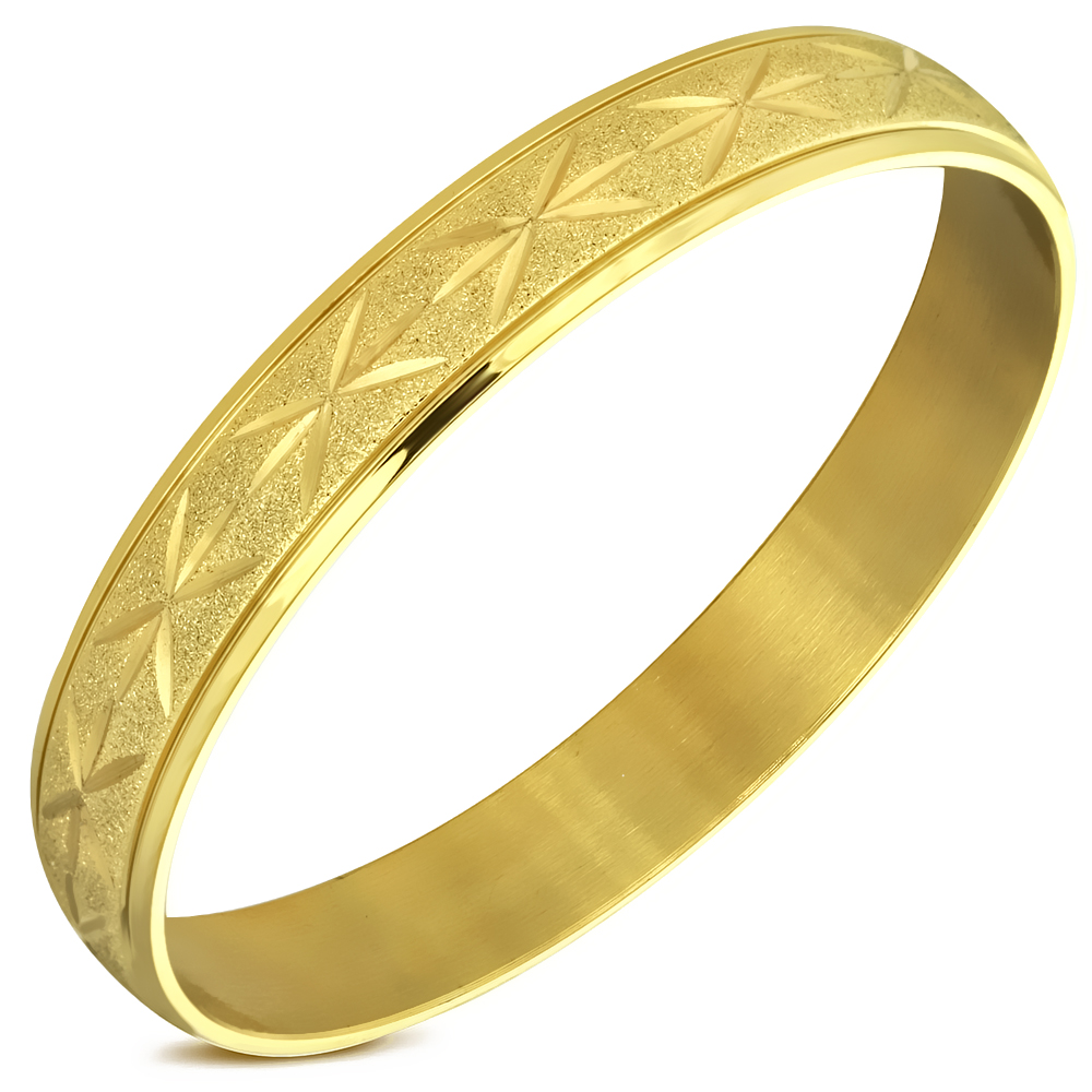 Brazalete redondo clásico de acero inoxidable en tono dorado amarillo - Imagen 2 de 4