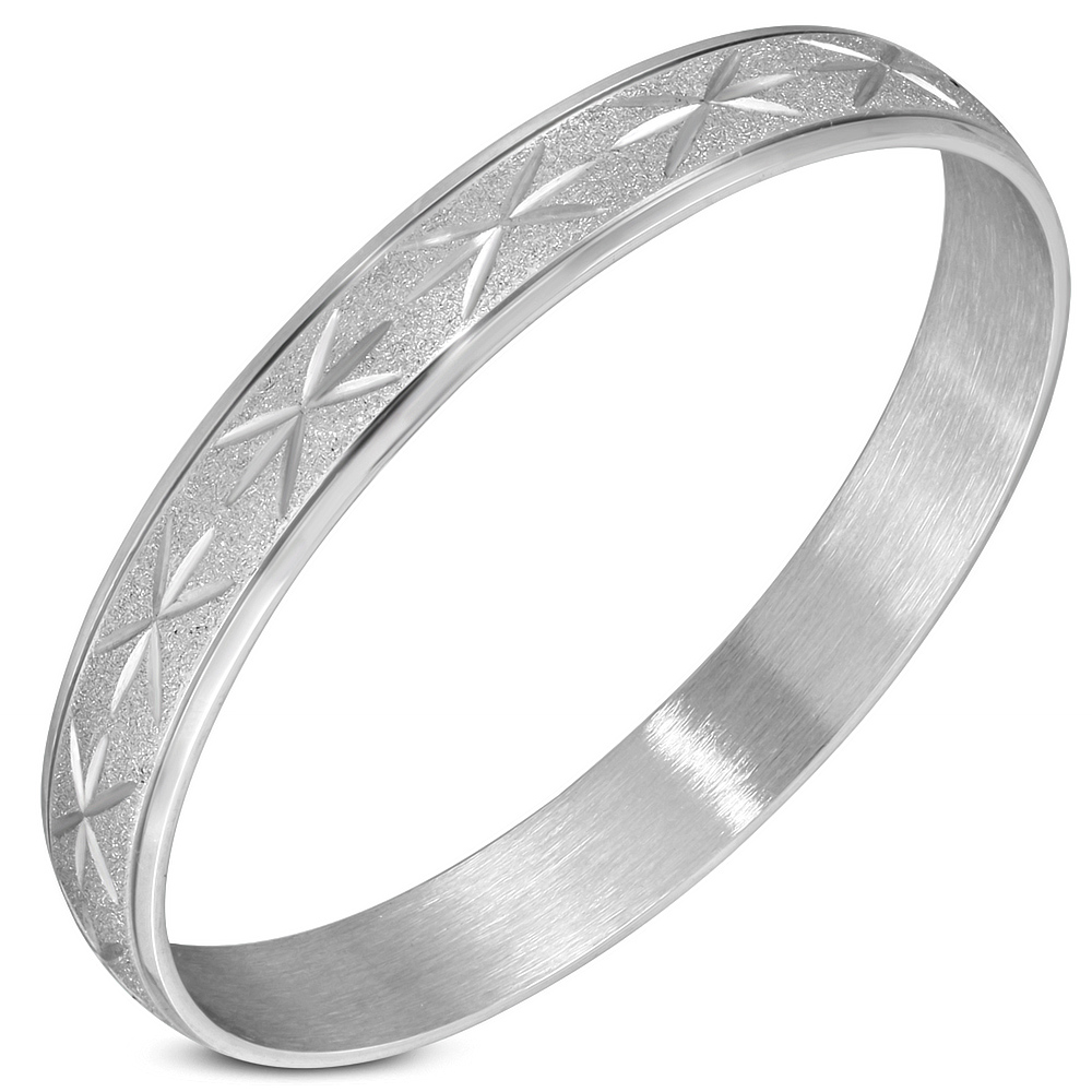 Stainless Steel Yellow Gold Plated Glitter Classic Round Womens Bangle Bracelet
