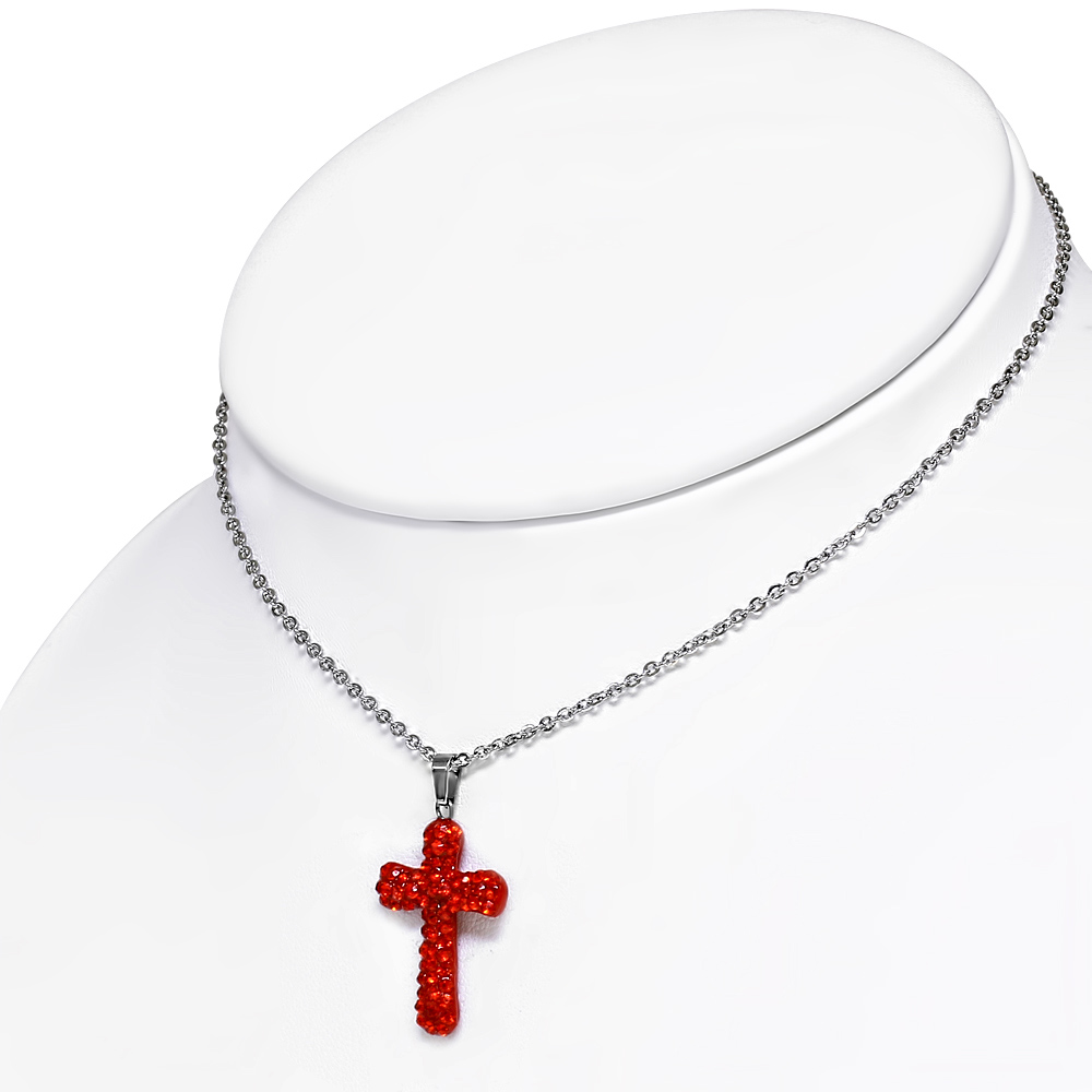 Fashion Alloy Green CZ Religious Latin Cross Pendant Necklace, 18" - Bild 9 von 19