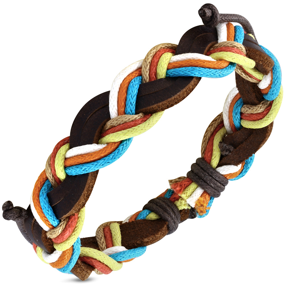 Pulsera negra de cuero púrpura trenzada ajustable para hombre - Imagen 7 de 14