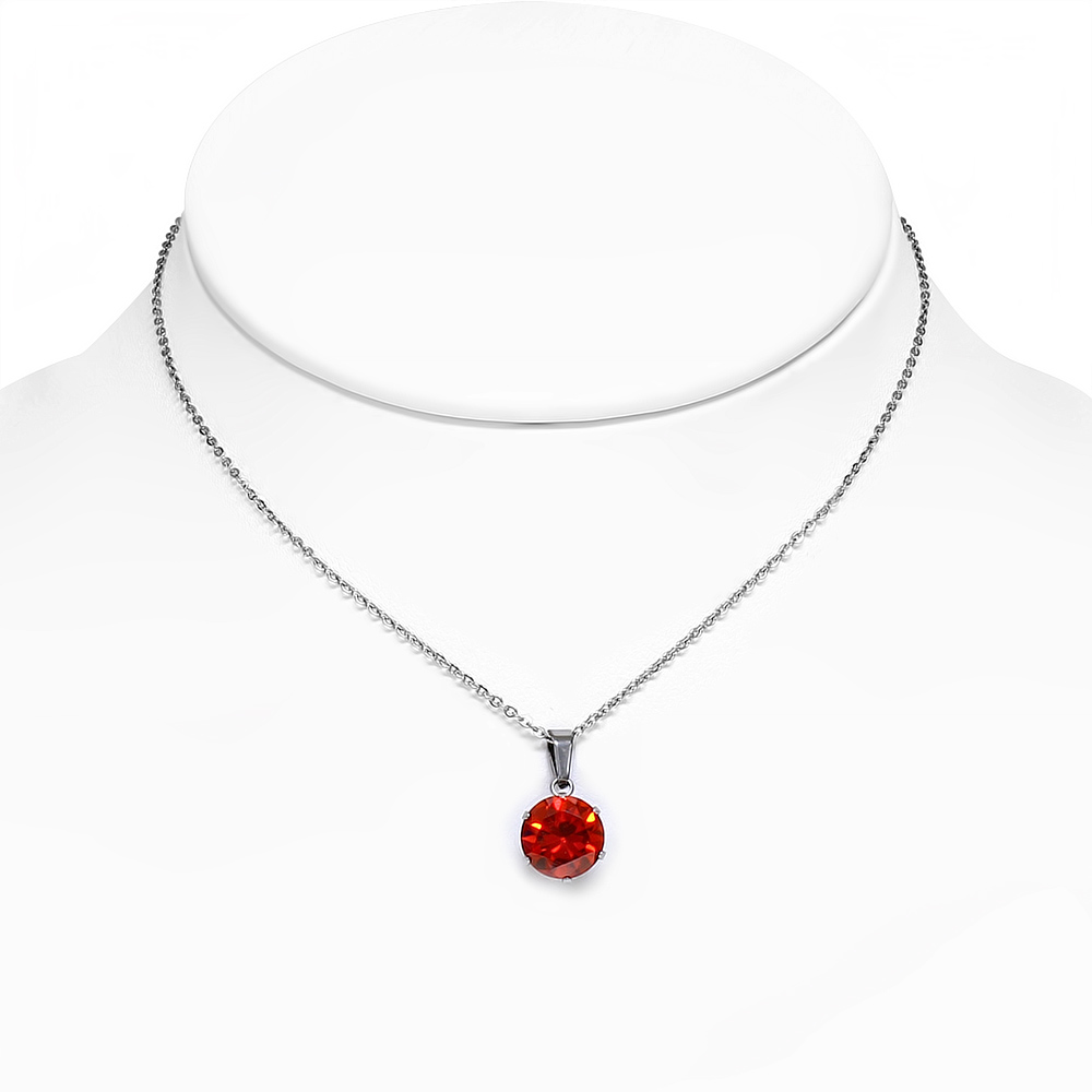 Collar colgante de declaración de la declaración del solitario CZ en tono plateado en tono plateado, 18 " - Imagen 15 de 31
