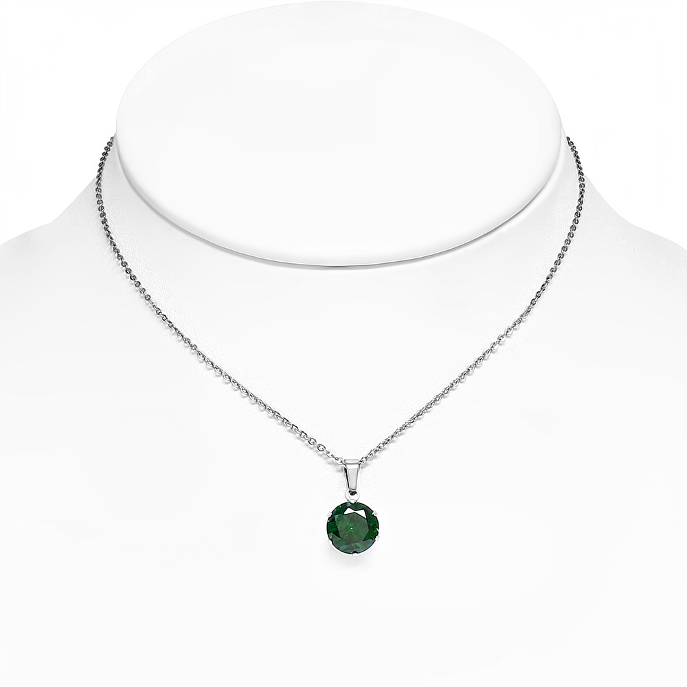Collar colgante de declaración de la declaración del solitario CZ en tono plateado en tono plateado, 18 " - Imagen 18 de 31