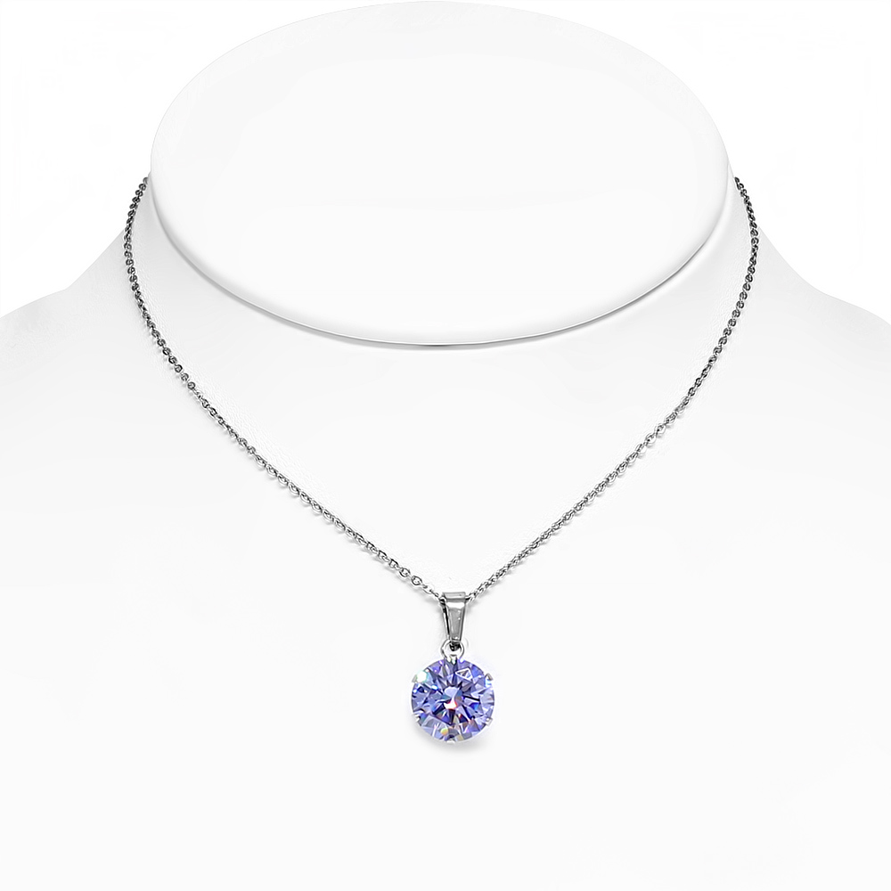Collar colgante de declaración de la declaración del solitario CZ en tono plateado en tono plateado, 18 " - Imagen 21 de 31