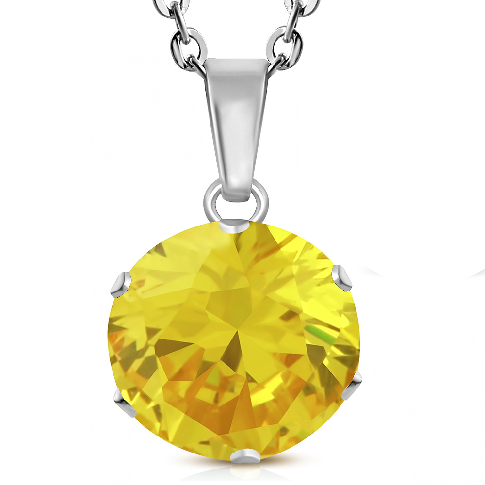 Collar colgante de declaración de la declaración del solitario CZ en tono plateado en tono plateado, 18 " - Imagen 23 de 31