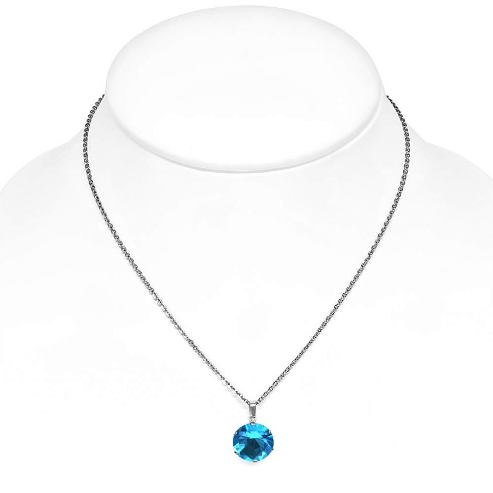 Collar colgante de declaración de la declaración del solitario CZ en tono plateado en tono plateado, 18 " - Imagen 27 de 31