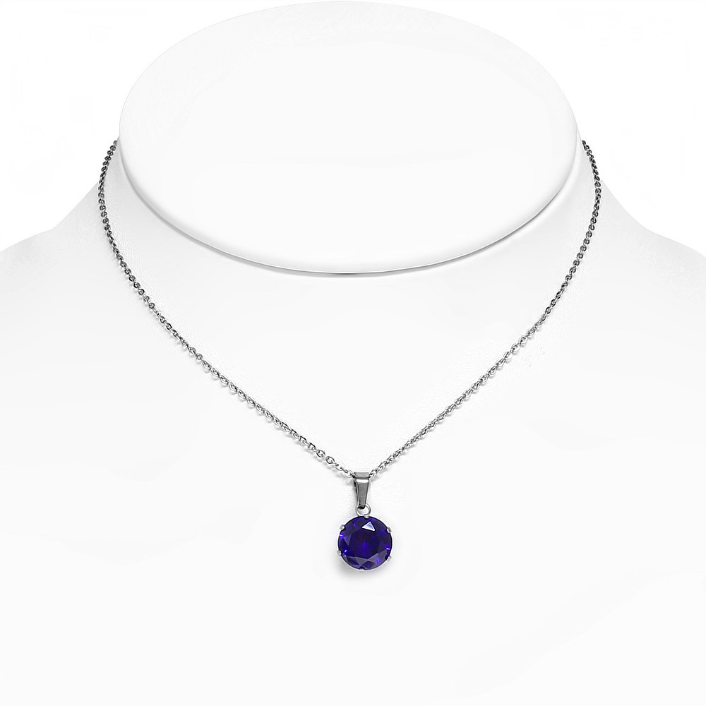 Collar colgante de declaración de la declaración del solitario CZ en tono plateado en tono plateado, 18 " - Imagen 30 de 31